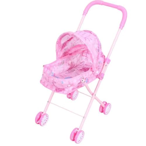 Bykiyevm 人形用ベビーカー 赤ちゃん人形用子供(4?6歳)ミニチュア ベビーカー おままごと 親子あそび 誕生日 贈り物 プレゼント(ピンクの文字)