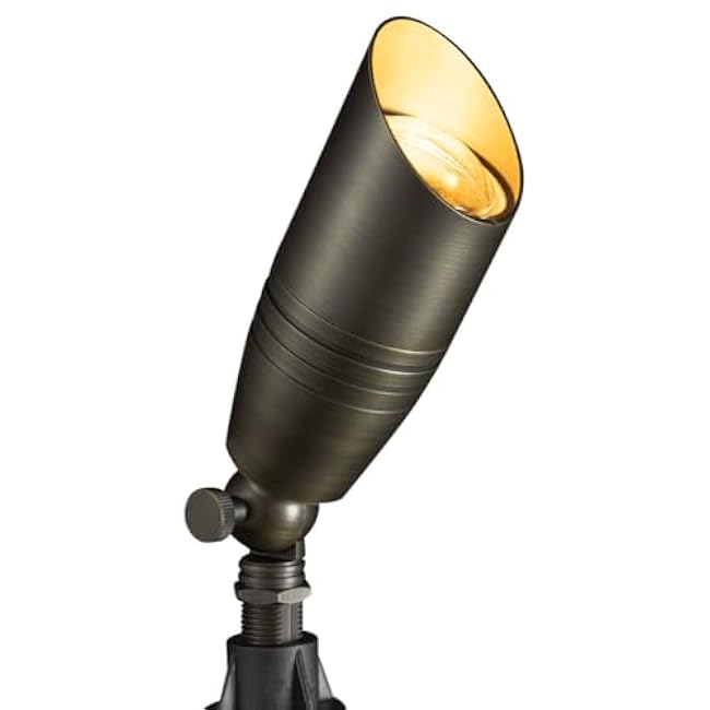 Landscape Spotlights Low Voltage - Brass 12V Outdoor Uplight LED, Wired Spot Lights IP65 Waterproof, Black for Exterior Garden Yard Tree House with 5W 2700K Warm White MR16 Bulb