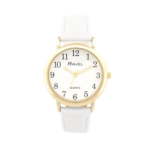 Ravel - Montre de Tous Les Jours aux Couleurs Pastel pour Femmes (boîtier 27 mm) - Quartz Analogique - R0137.24.2 - Blanc/Couleur Or
