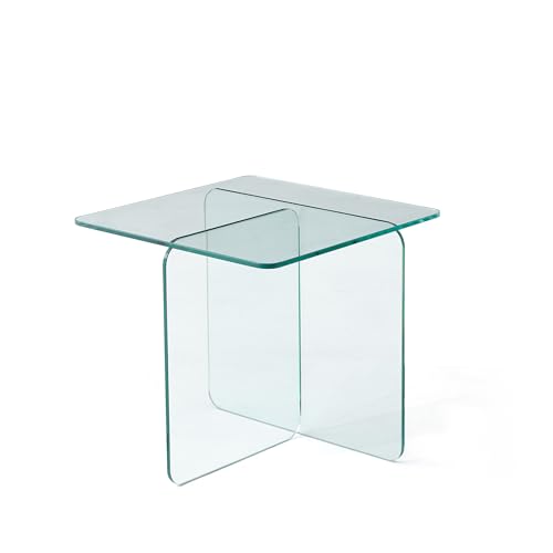 Mesa de sofá minimalista en cristal de seguridad curvado con acabado limpio y sofisticado 4