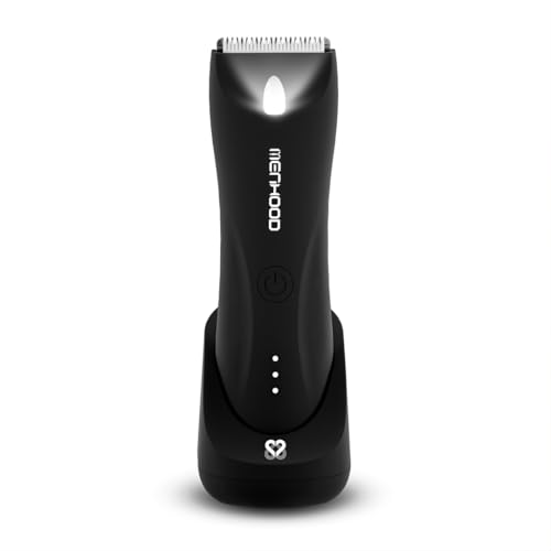 Image of MENHOOD Trimmer 1.0 Pro Black Waterproof Manscaping Body Ball Groin Trimmer for Men Type-C Wireless Charge LED Spotlight 150 Min Runtime Ceramic Blade IPX7