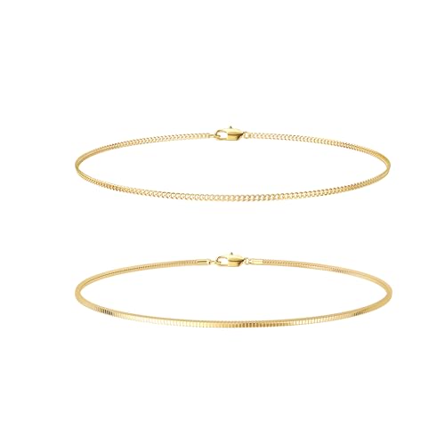 Image of Moodear Silver Bracelets for Men, Stackable Fashion Cuban Snake Chain Set