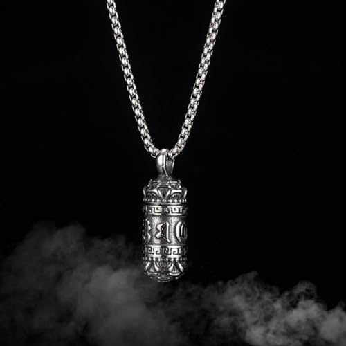 Gau Box Locket Necklace Openable Om Mani Padme Hum Pendant, Vintage Titanium Steel Tibetan Buddhist Amulet for Spiritual Protection4