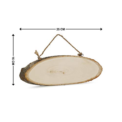 Image of Itsy Bitsy Wooden Natural Bark Oval with Rope Handles L9 x W26cm | Small Rustic Base for DIY Crafts, Gift Hampers, Decoration, Floral Styling & Home Display