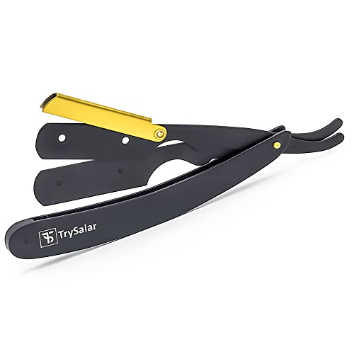 Professional Barber Straight Edge Razor with 10-Pack Blades, 100% Stainless Steel