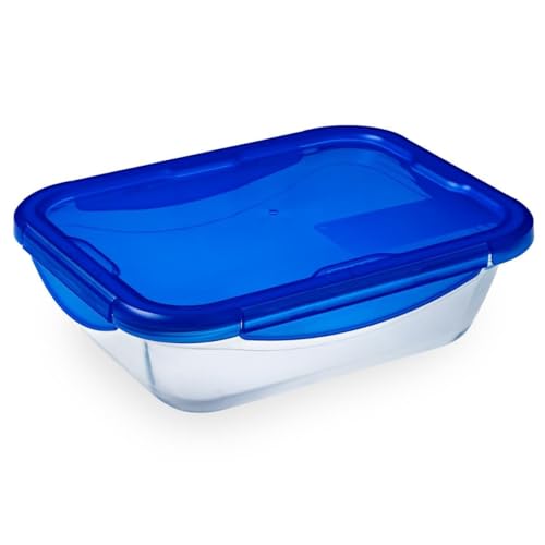 Pyrex - Cook & go - Boîte Rectangulaire en Verre avec Couvercle Hermétique et Étanche Ø 30 cm - - Cuisinez au four, Conservez et Emportez