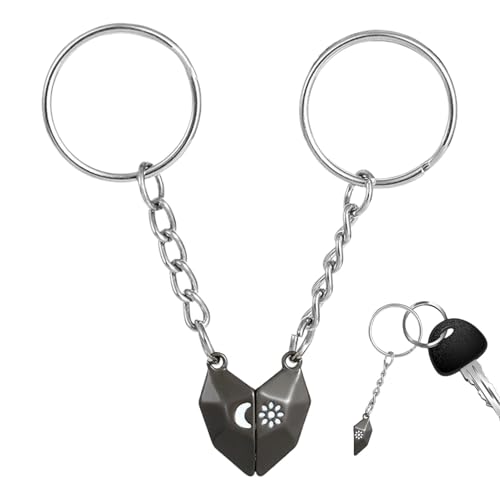 Llavero de pareja para ella y él, juego de llaveros para parejas | Llavero magnético de piedra de pareja,Llavero de piedra de pareja elegante, llavero creativo en forma de corazón de culo, Negro , Se
