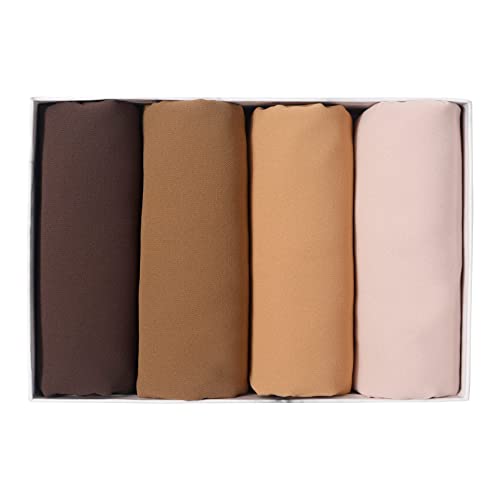 Image of Febfim 4 PCS Muslim Women Soft Premium Solid Chiffon Hijab Scarves Shawl Long Scarf Wrap Scarves with Gift Box