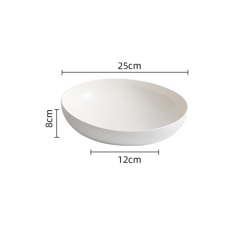 Assiettes plates blanches simples pour restaurant occidental, bol profond en céramique pour salade de fruits, assiette à soupe de style japonais pour hôtel, assiettes à vaisselle empilables