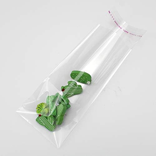 Robell 300 Pieces Clear Cellophane Bags Food Grade Treat Bags Self-Adhesive Sealing OPP Plastic Bag Small Storage Bag for Candy7x18cm