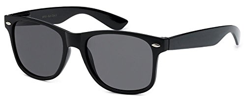 SOS Retro Rewind Black Polarized Sunglasses Vintage Style, 5.5w x 2h
