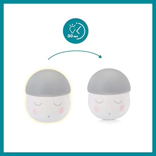 Babymoov Knijpend grijs nachtlampje, zacht siliconen slaaplampje, slaapmiddel voor baby's en kinderen, batterijduur van… - Afbeelding 5