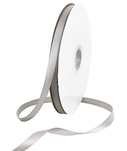 TONIFUL 3/8 Inch x 100yds Silver Satin Ribbon Thin Solid Fabric Ribbons Roll for Gift Wrapping Invitation Floral Hair Balloons Craft Sewing Party Wedding Popsicles Decoration Valentines Day Bouquet