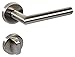 Produktbild Türbeschlag Edelstahl Drückergarnitur Zimmertür Türgriff auf Rund-Rosette - L-FORM | WC - Badezimmer | Edelstahl matt | Türklinke für Türstärke 35  47 mm | 1 Garnitur mit Befestigungsmaterial