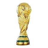 DAOIDE 2022 World Cup Trophy Real Size, World Cup Trophy Replica, Resin Soccer Collectibles, World Series Trophy, Sports Fan Trophy Gold Bedroom Office Desktop Decor (5.1 Inches), Golden