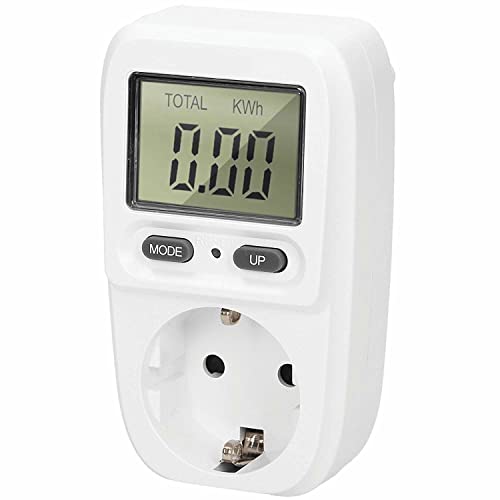 Miratic Enchufe Medidor de Consumo Electrico con Pantalla LCD Contador Consumo Electrico Versión Schuko IP20 16A Blanco Vatímetro Dimensiones 107 x 63 x 75 mm