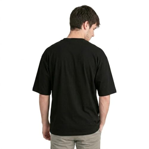 Image of Original Heavyweight Oversized T-Shirt for Men - 240 GSM Cotton, Boxy Fit Drop Shoulder Streetwear Tee, Varsity Graphic Crew Neck