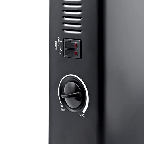 Schallen 2000W Electric Convector Radiator Heater - 3 Heat Settings, Adjustable Thermostat & Overheat Protection in All Black Schallen 2000W Electric Convector Radiator Heater - 3 Heat Settings, Adjustable Thermostat & Overheat Protection in All Black