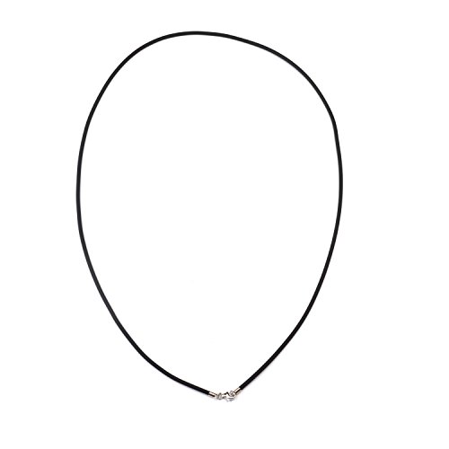 Ellite Wide Alloy Black Rubber Cord Rope Necklace Chain(18 Inch) With Stainless Steel Lobster Clasp #TOP1