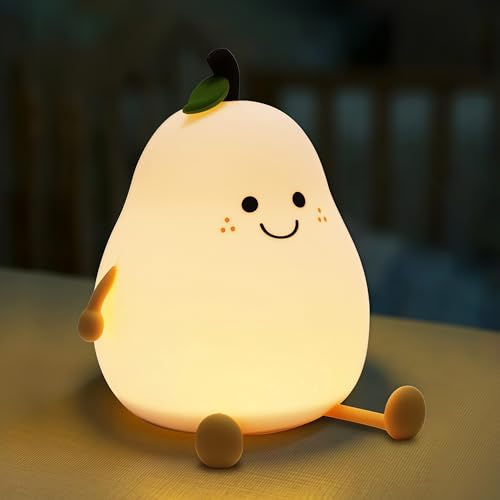 Sangyn Birne Nachtlicht Kinder Silikon Nachtlampe Dimmbar mit Timer RGB Baby LED Nachtlicht USB Aufladbares Stilllicht Night Light for Kids Kinderzimmer Dekor Schlaflichter Babyzimmer Deko