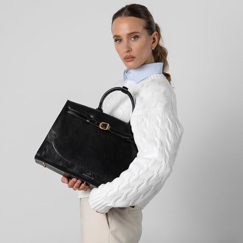 Image of Time Resistance Leather Handbag for Women - Full-Grain Leather Tote Bag - Top Handle Shoulder Bag