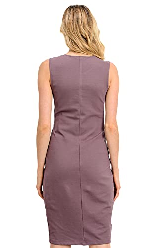 Laclef Womens Knee Length Midi Maternity Dress With Front Pleat (Dark Rose, Medium) #TOP3