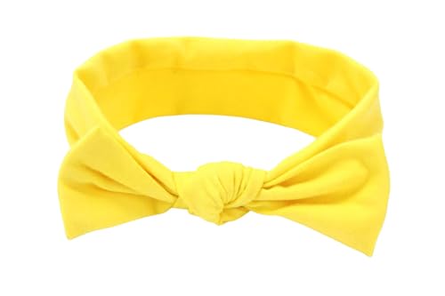 Baby Girl's Newborn Baby Bowknot Soft Cotton Headband Toddler Hairband (Yellow, One Size)