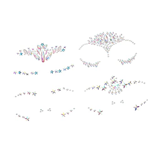 PACKOVE 4Sheets Facial Rhinestone Stickers Self Adhesive Face Gems Decals for Makeup Decoration Material Reusable Fashionable Designs for Festivals and Parties