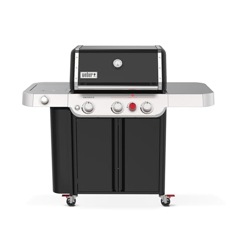 Weber Genesis E-335 Liquid Propane Gas Grill for Outdoor Cooking, 3 Burners and 1 Side Burner, Black