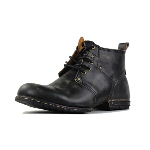 Image of Men's Vintage Brown Chukka Boots Lace-up Motorcycle Casual Leather Shoes Ankle Boot for Men Fashion CD-6015-2-Stylish