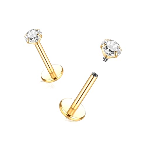 Oveta Titanium Flat Back Studs Earrings for Tragus Cartilage Piercing