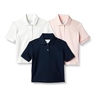 Amazon Essentials Baby Mädchen Poloshirt aus Baumwoll-Stretch, 3er-Pack, Blassrosa/Marineblau/Weiß, 6-9 Monate