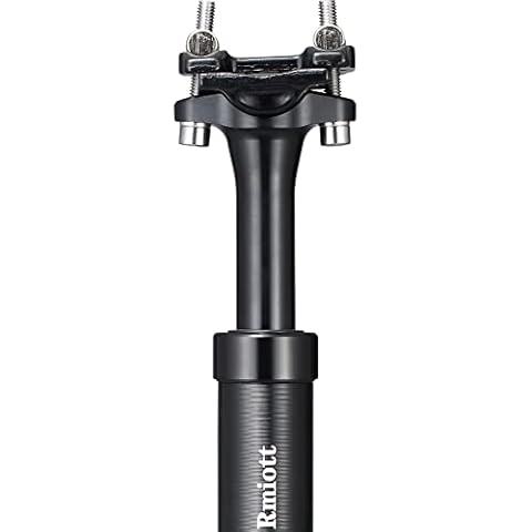 Rmiott Suspension Seat Post 31.6mm Shock Absorber Adjustable Length 400mm Travel 50mm Black Cover