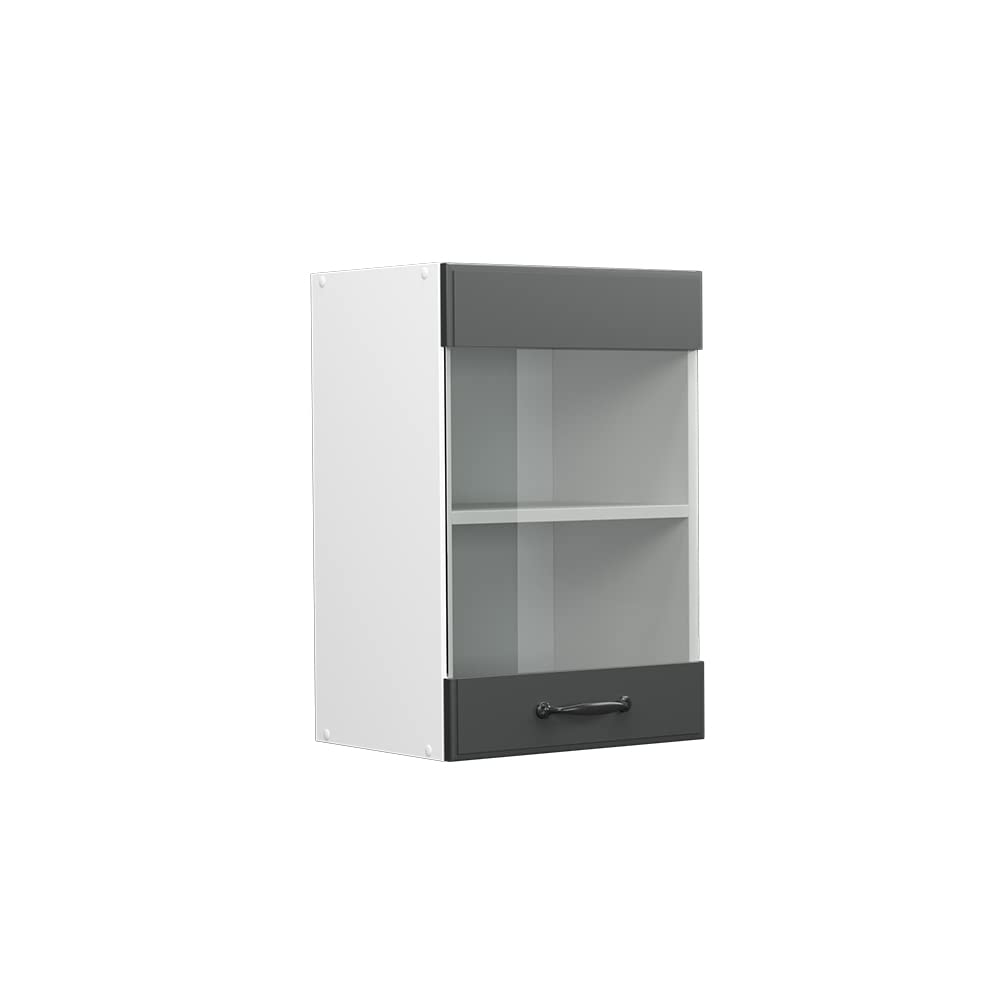 Vicco Glass kitchen cabinet Raul, Anthracite country house, 40 cm, for flexible combination within modular kitchen systems โ image 1
