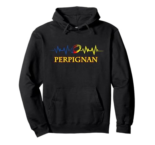 Rugby USAP Perpiñán Sangre y Oro Latido del corazón Sudadera con Capucha