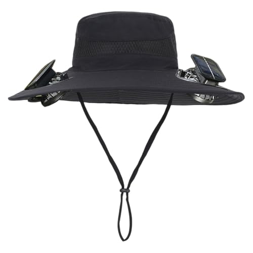 AZURAOKEY Sombrero de abanico solar de ala ancha para hombres y mujeres, sombrero de ventilador alimentado por energía solar y carga USB, sombreros de refrigeración con F-an para pesca, A, talla única