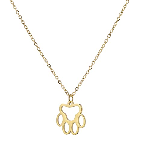 UNIFT Collar con colgante en forma de pata, para mujeres y niñas, en acero inoxidable, con colgante en forma de huella de pata de perro, gato, joya para amantes de los animales, 12,10 x 13,15 mm