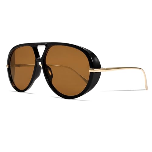 GUVIVI Retro Gold Aviator Sunglasses for Women Men