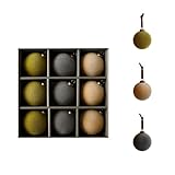 9 adornos de bolas de Navidad de terciopelo, adornos flocados para árbol de Navidad, decoraciones decorativas pequeñas inastillables,