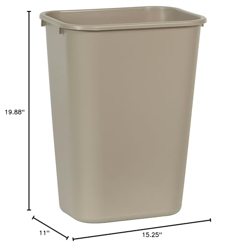 Image of Rubbermaid Commercial Products Deskside Wastebasket /Trash Can, 10.25-Gallon /41-Quart, Beige, Plastic, Garbage Can for Home /Office, Fits Under Desk /Sink /Cabinet