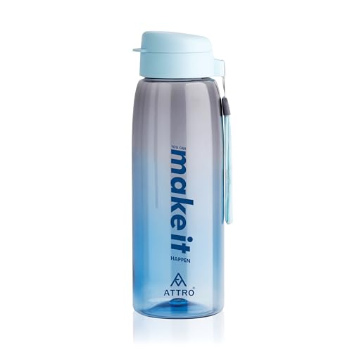 Image of ATTRO Sip Star Plastic Water Bottle - 1000ml, Blue, BPA Free, Leak-Proof, Durable Sports & Travel Bottle, Ideal for Gym, Office, School, Outdoor & Daily Use