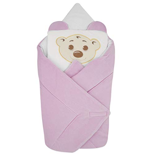 BlueberryShop manta de terciopelo con almohada Saco de dormir para bebés recién nacidos, Baby Shower, Para bebés de 0-3 meses, 78 x 78 cm, Rosa