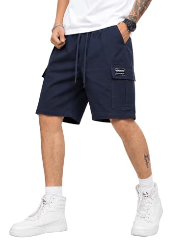 Image of Veirdo Men Twill Woven Cargo Shorts Lightweight Summer & Outdoor Wear Drawstring Waist Multi Pocket Design Adjustable Fit Comfortable, (S to 2XL)