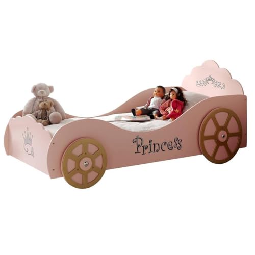 Paris Prix Lit Enfant Princesse Voiture 90x200cm Rose