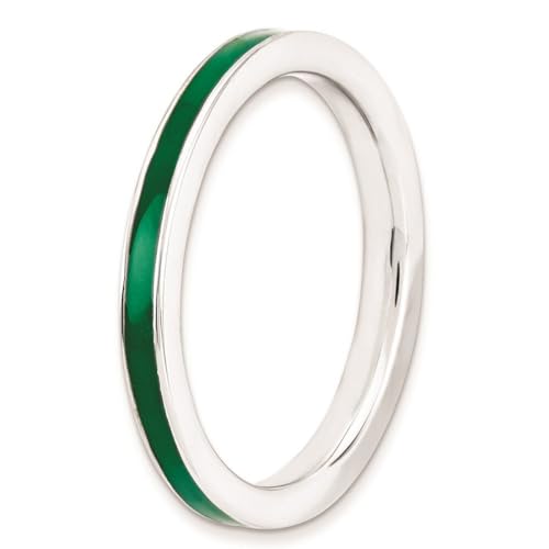 Bague empilable en argent 925 avec émail vert de haute joaillerie - 4
