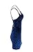 Zyyfly Women Elegant Low Cut Shoulder Strap Bandeau Open Back Tight Cotton Velvet Above Knee Sheath Celebrity Nightclub Dress Navy Blue XS