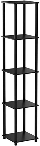 FURINNO Turn-N-Tube 5-Tier Corner Square Rack Display Shelf, Round, Espresso/Black