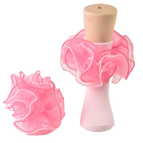 3 Pairs Baby Girl Double Lace Turn Cuff Cotton Girls Ruffle Socks Frilly Dress Socks for Toddlers and Kids - Main Image