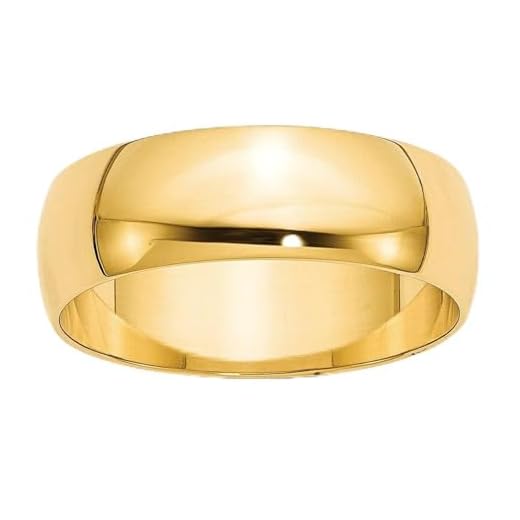 14k Yellow Gold 7mm Plain Classic Dome Men's Wedding Band Ring Size 11