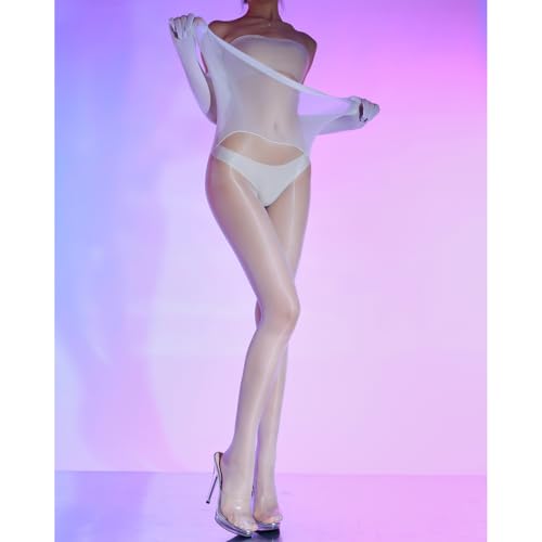 LESOYA Unisex Women Men 3 Denier Sheer Pantyhose Oil Shiny Stockings Seamless Underwear with Sheath3